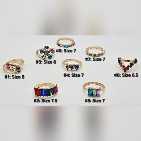 ๐๏ธ FREE ADD ON Choice of One Gold Tone Crystal Ring - Picture 2 of 3